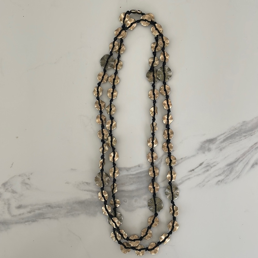 Long sterling silver, gold color plated necklace